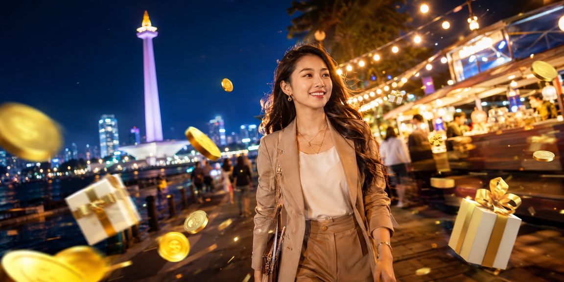 Penggemar taruhan olahraga malam hari di pasar malam yang ramai dan penuh energi